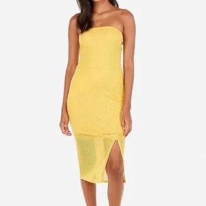 Mustard yellow ribbed high low midi